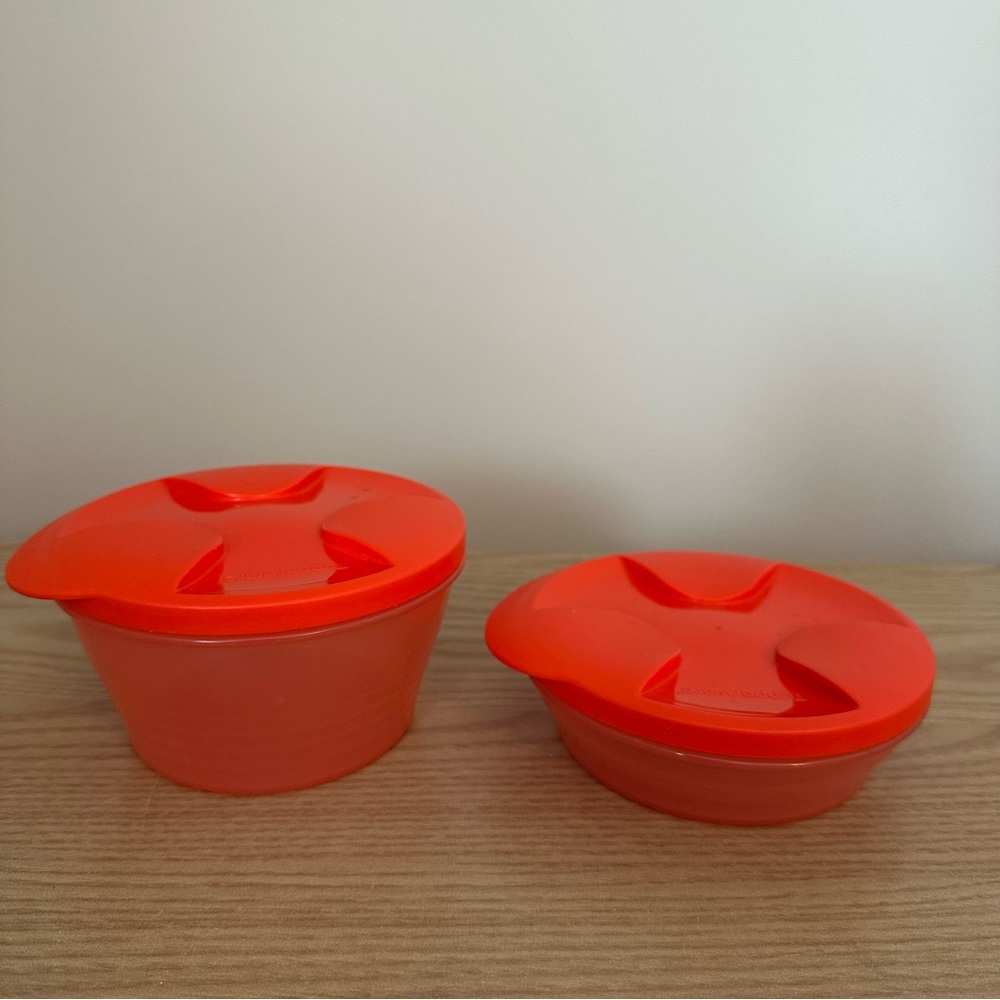 Pair of Orange Tupperware Containers